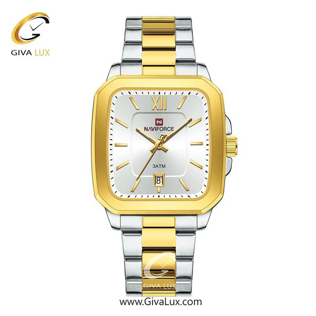 ساعت مچی اورجینال مردانه ناوی فورس|Naviforce|نوی فورس|نیوی فورس نقره ای-طلایی | نقره ای-طلایی| نقره ای| کد رفرنس NF9239 S/W/G